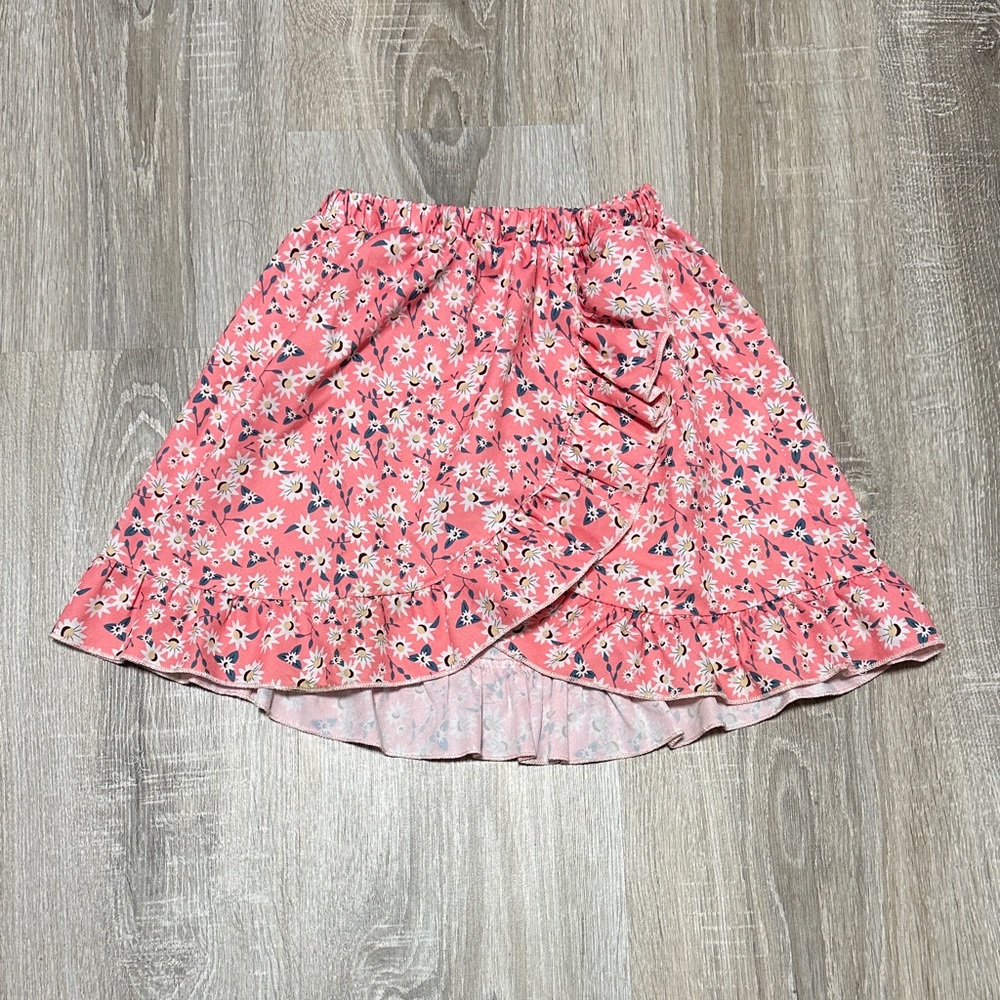 Pink Daisy Wrap Ruffle Skirt